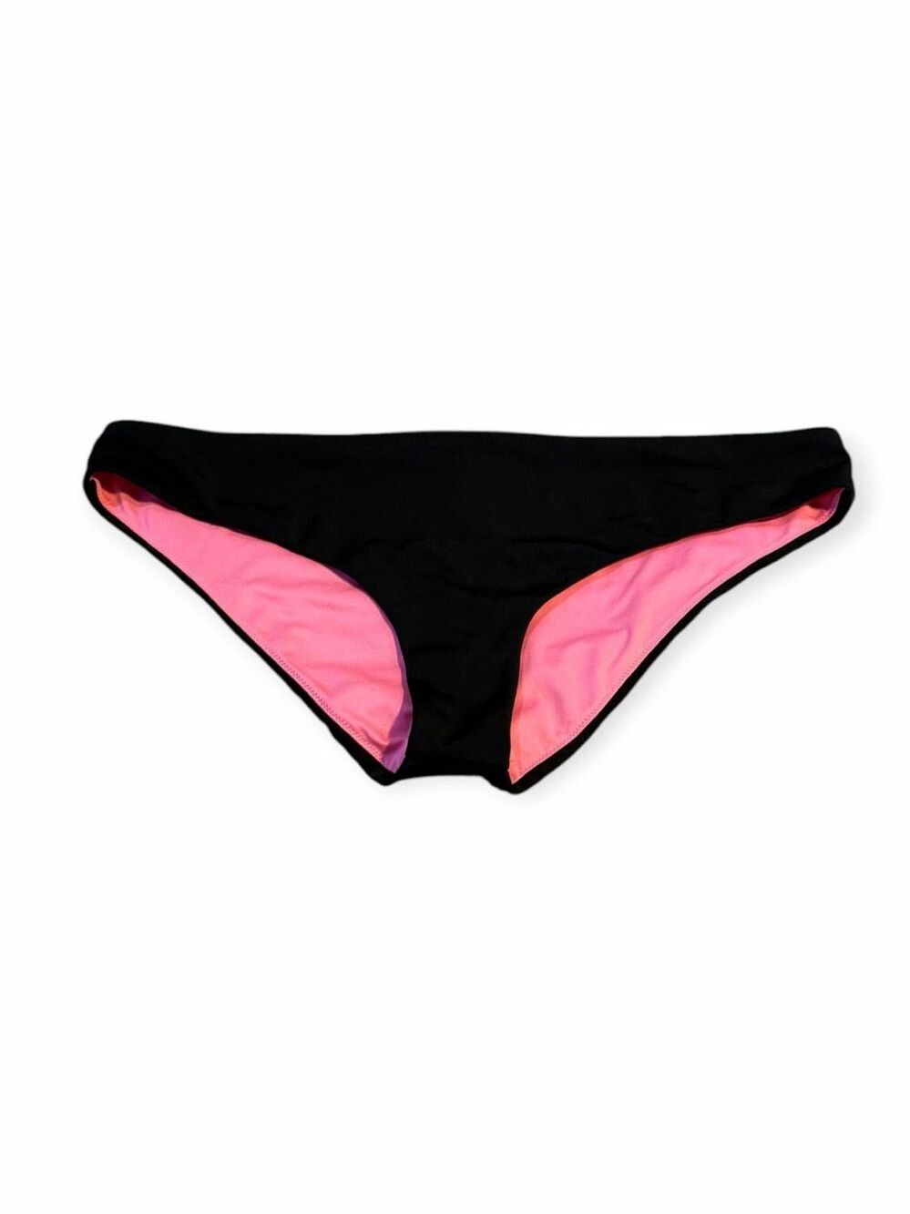 PINK VICTORIA’S SECRET Black Bikini Bottom Pink Lining Size Large